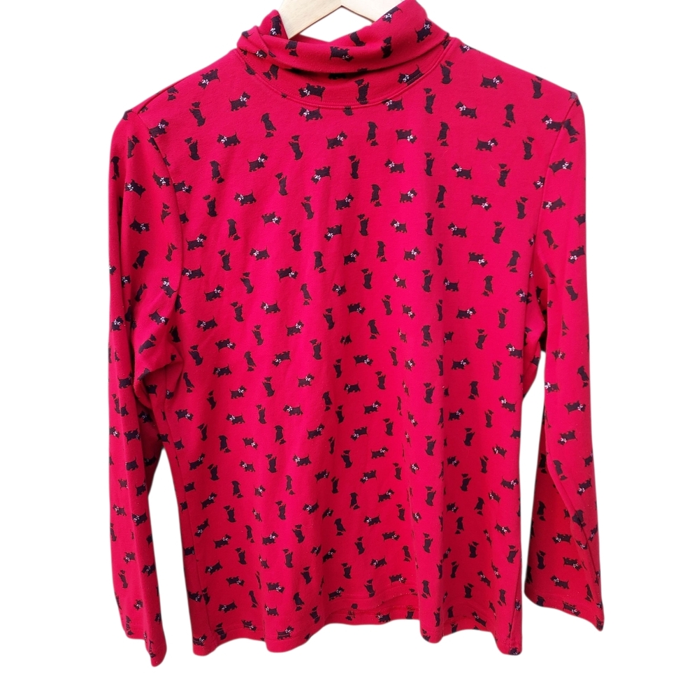 XL Women's Karen Scott Shirt Long Sleeve Turtleneck Red XL Top Festive
